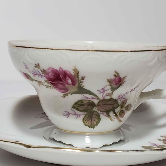 Moss Rose Teacup and Saucer Vintage - Picture 3 of 8